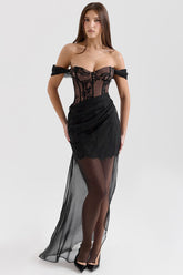 Debut Off Shoulder Lace Maxi Dress